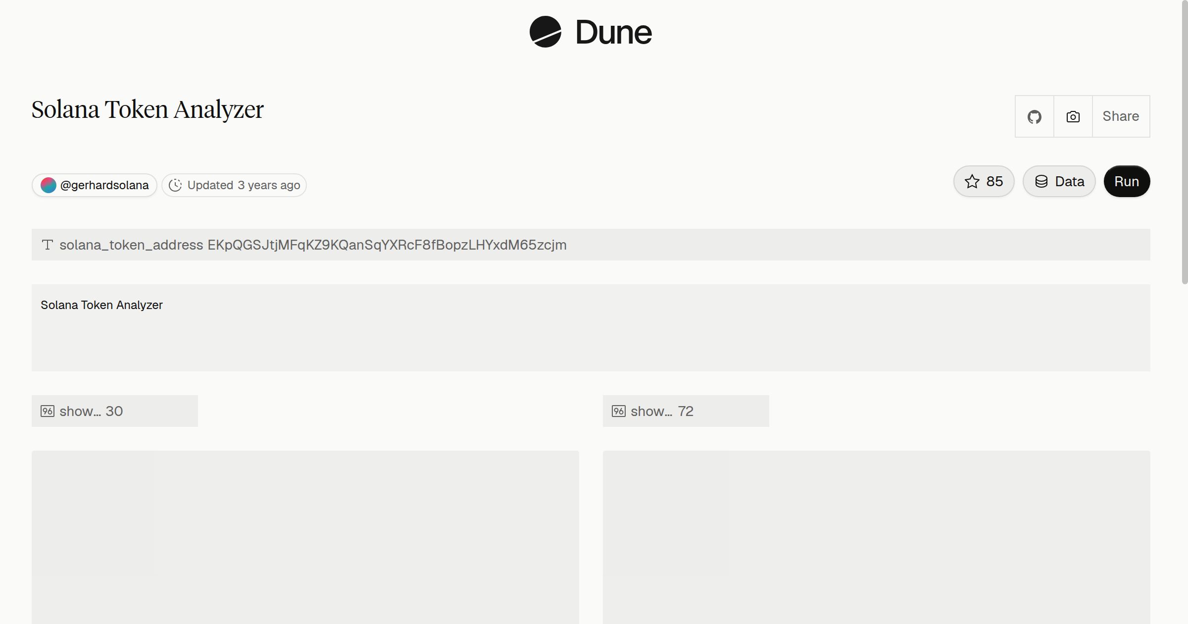 Solana Token Analyzer | Dune