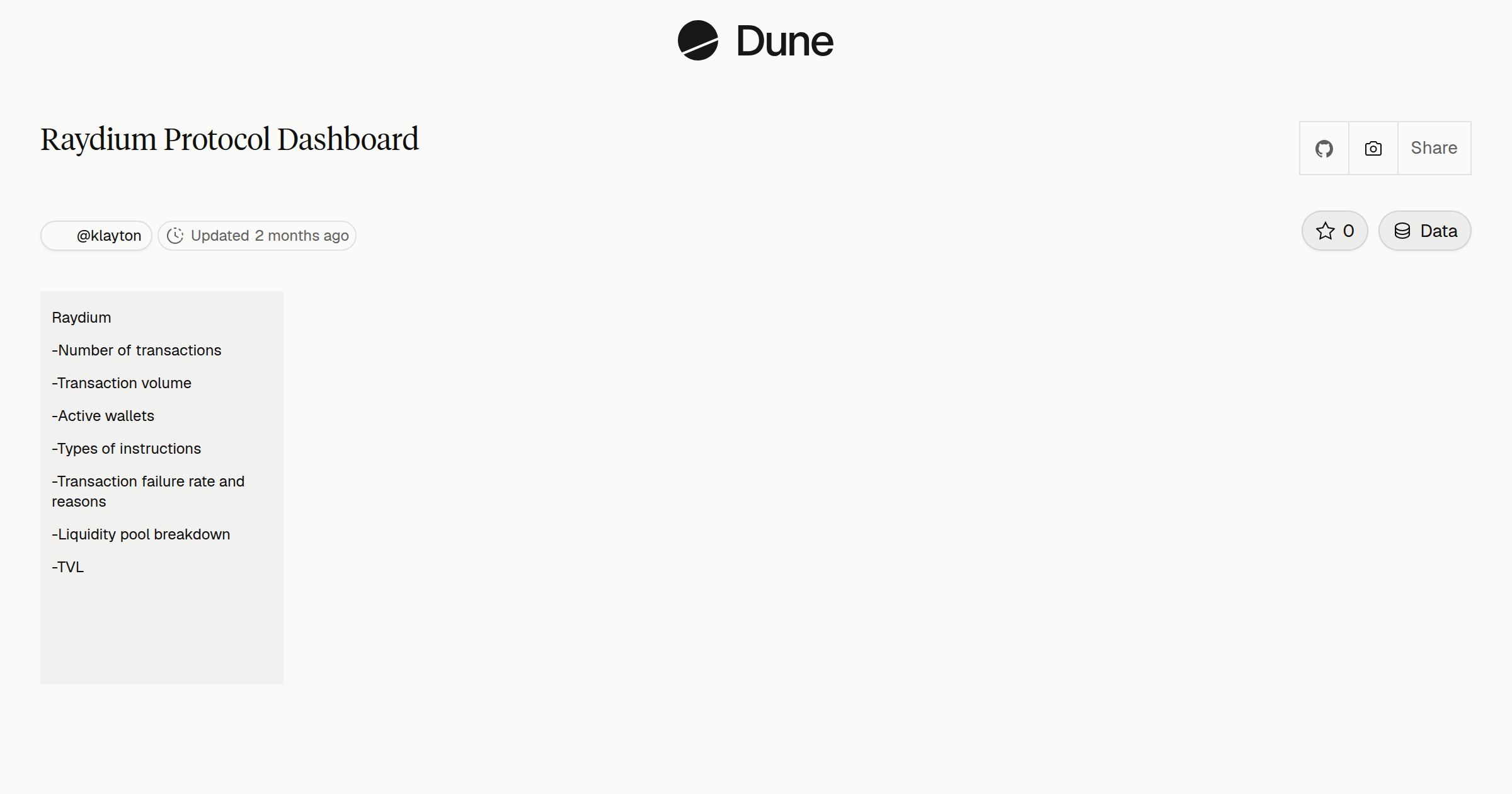 Raydium Protocol Dashboard | Dune