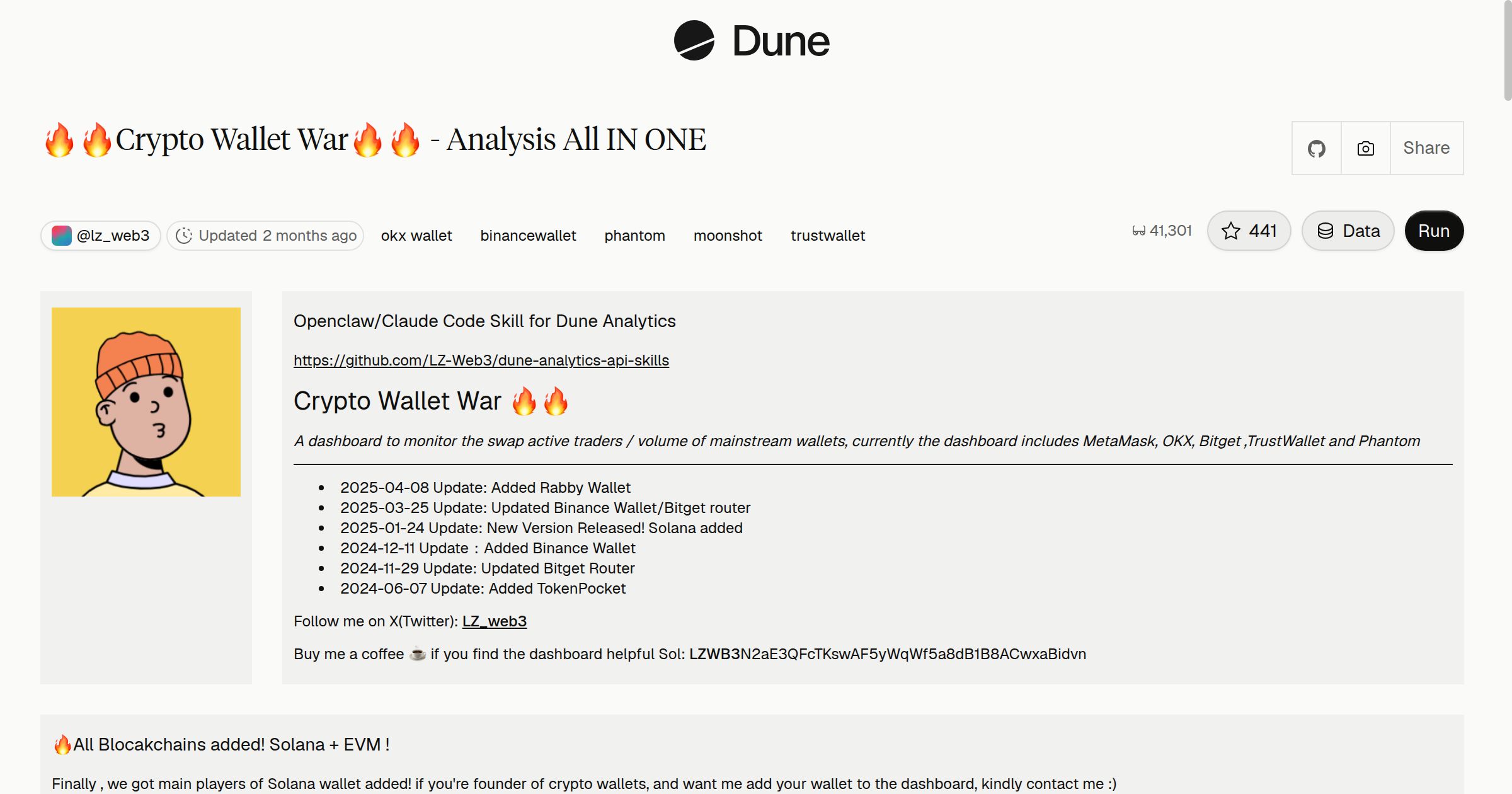 Crypto wallet war dashboard
