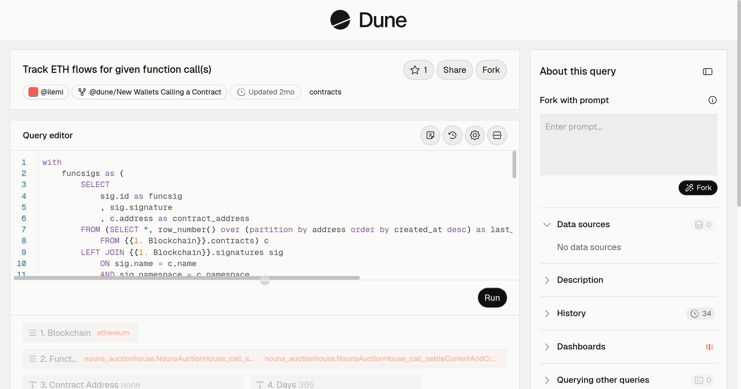 Track ETH flows for given function calls