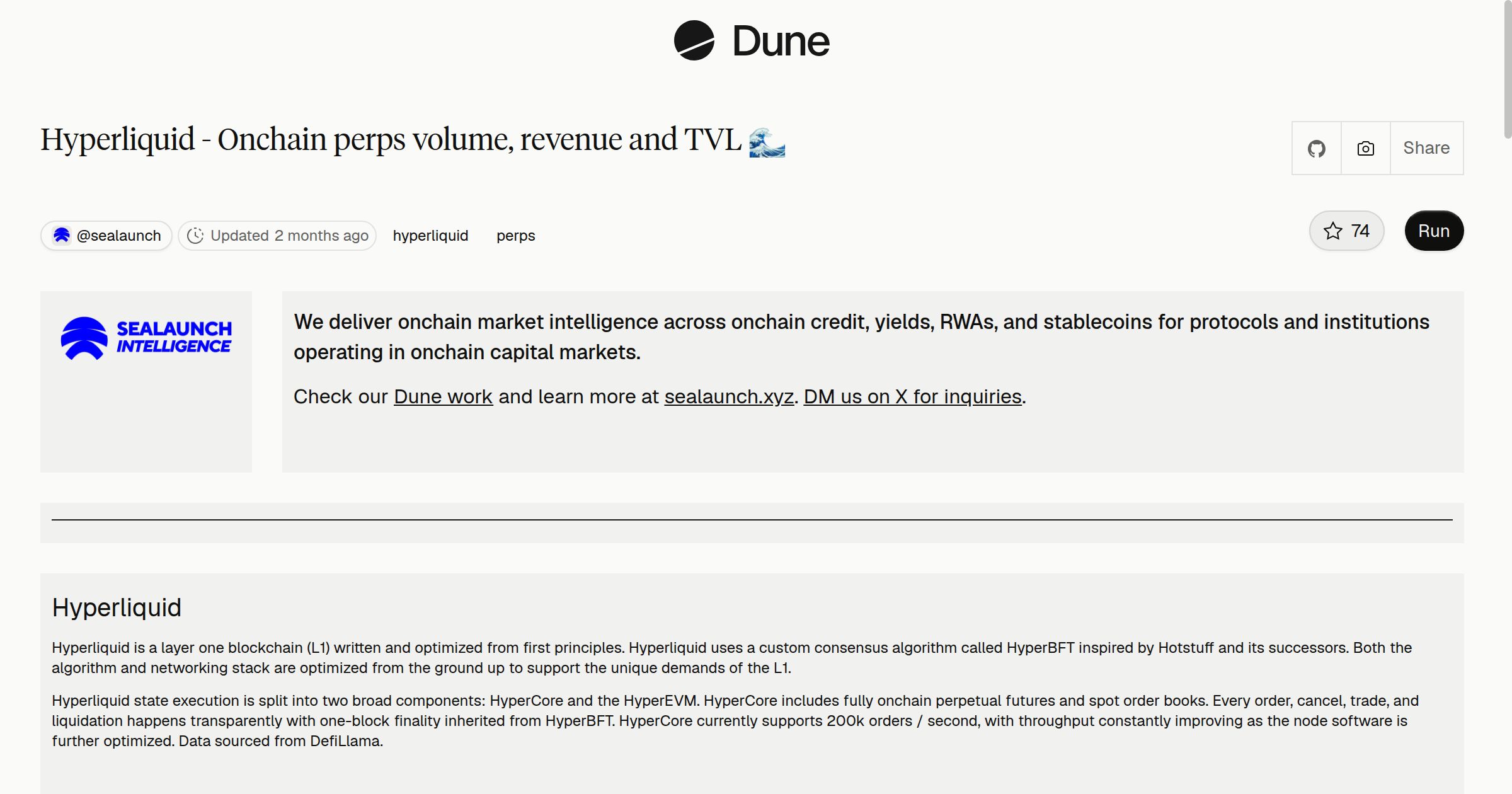Hyperliquid - Onchain perps volume, revenue and TVL 🌊 | Dune